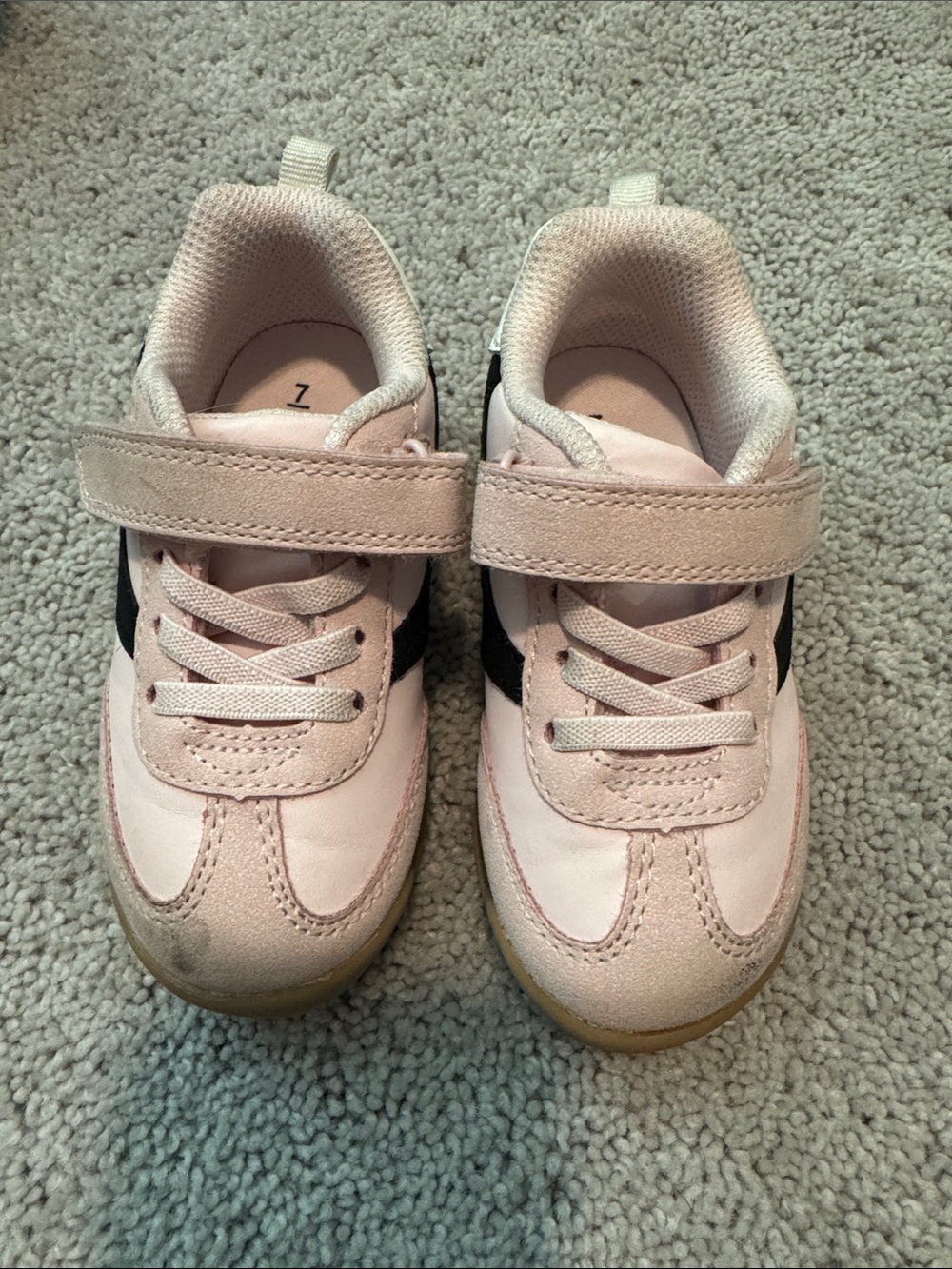 Kids Pink Velcro Athletic Sneakers - 7